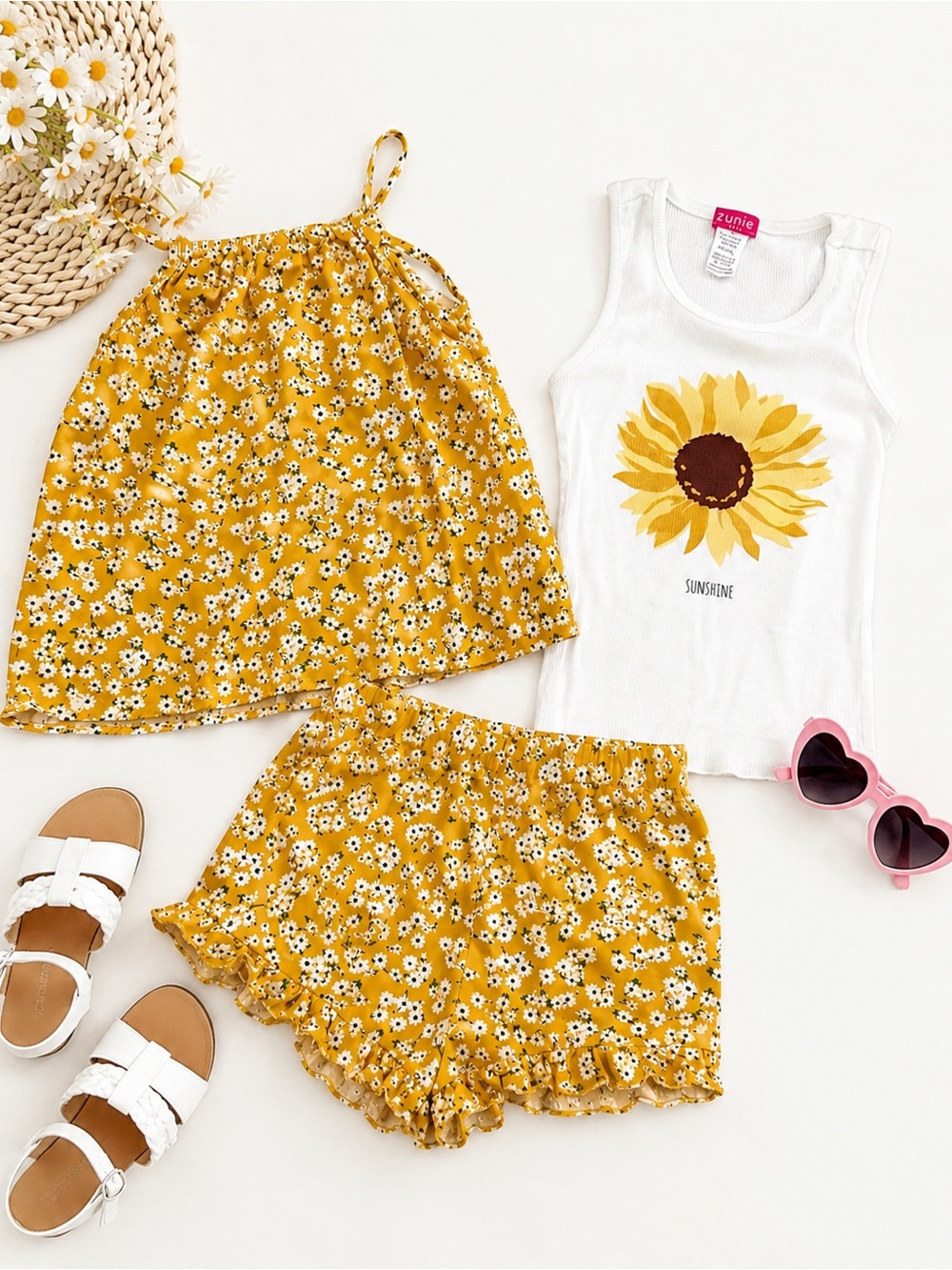 🌻 Girls Sunflower 3-Piece Outfit Set | Size 7/8 🌻